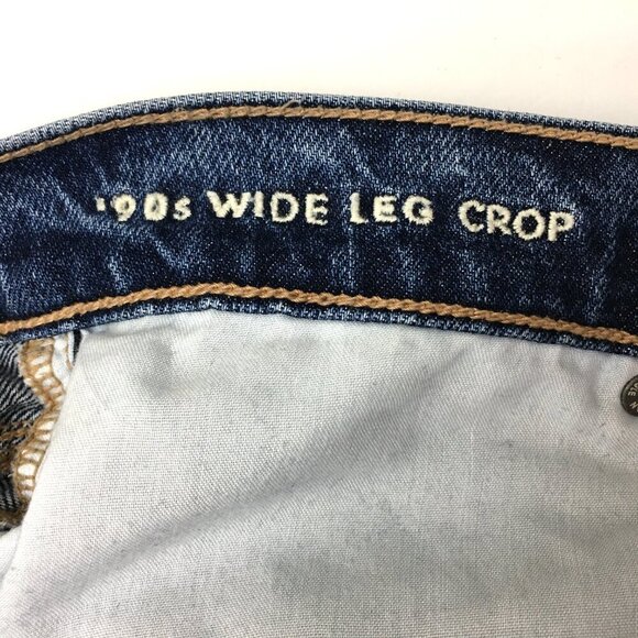 American Eagle '90s Wide Leg Crop Jeans Stretch Distressed size 8s length 23" - Picture 4 of 9